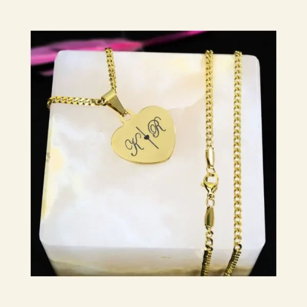 Bedel Initialen hartje gravure met ketting