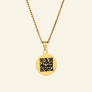 Bedel QR code gravure goudkleurig met ketting
