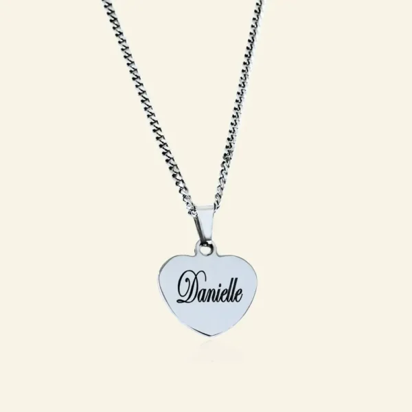 Bedel hartje naam gravure met ketting