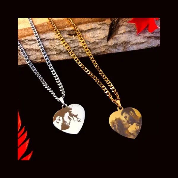 Bedel hart met foto gravure met ketting