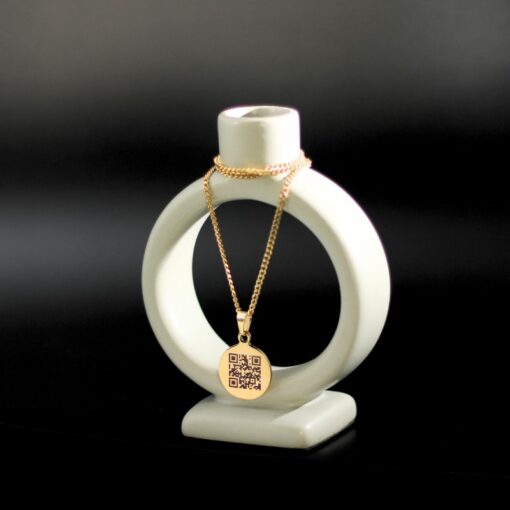 Bedel QR code gravure goudkleurig met ketting