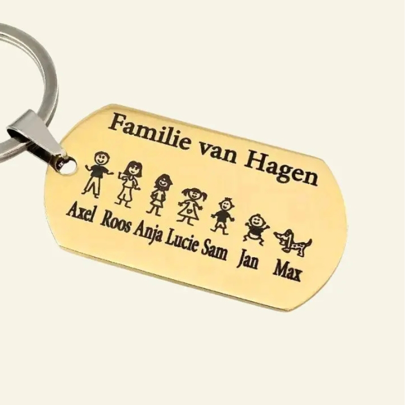 Gepersonaliseerde sleutelhanger goudkleurig