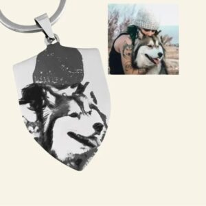 sleutelhanger met foto graveren zilver kleur