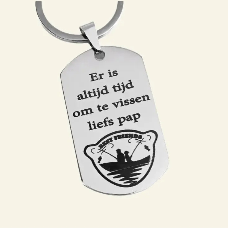 Sleutelhanger met tekst zilver kleur