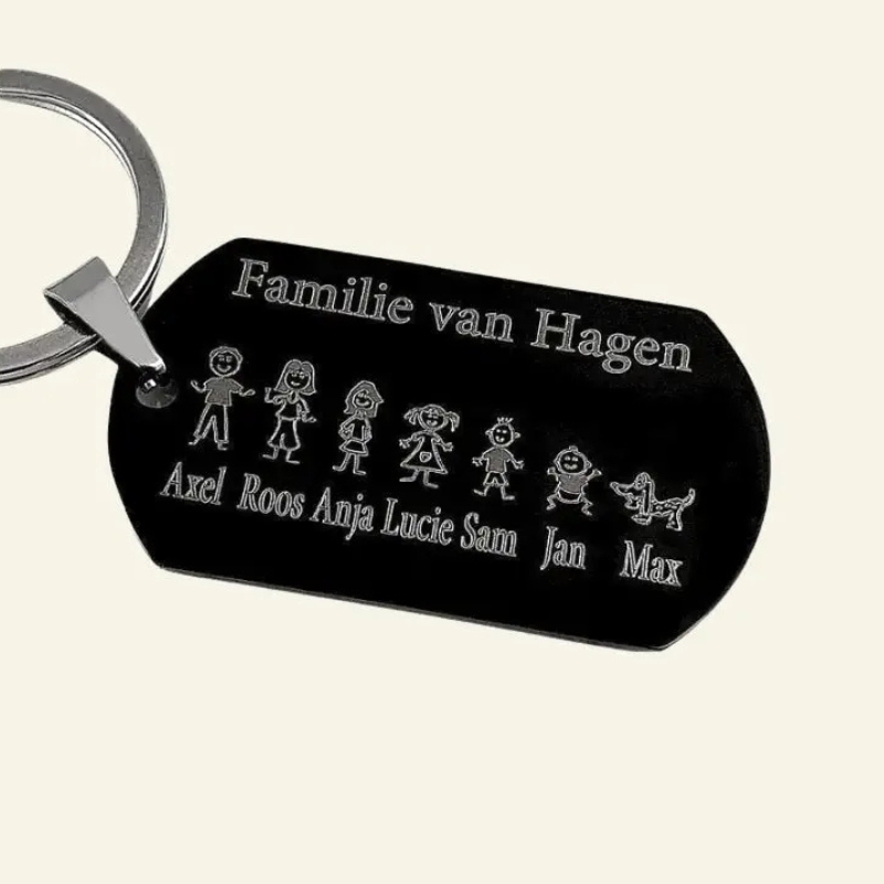 Gepersonaliseerde sleutelhanger zwart