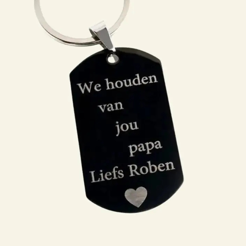 Sleutelhanger met tekst zwart