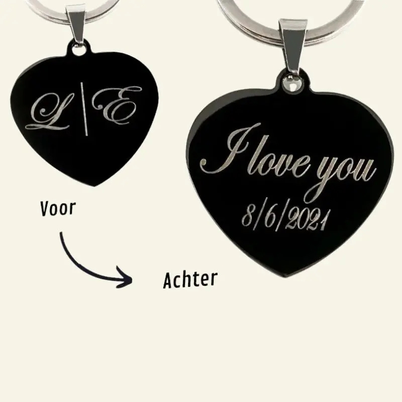 Sleutelhanger met letters zwart