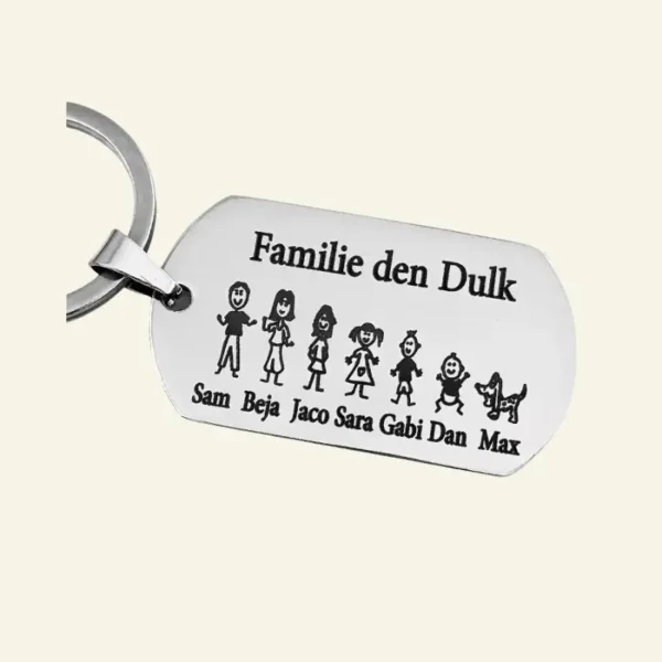 Gepersonaliseerde sleutelhanger met poppetjes Titanium