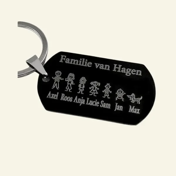 Gepersonaliseerde sleutelhanger met poppetjes Titanium