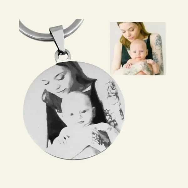 Sleutelhanger mama graveren Titanium