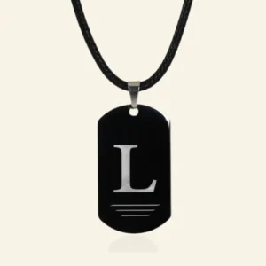Stoere mannen ketting zwart - Titanium ID tag