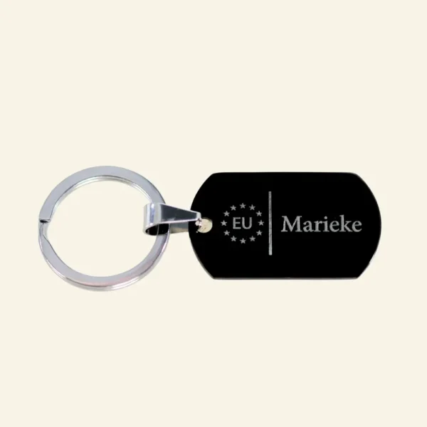 Gegraveerde Sleutelhanger met Naam zwart