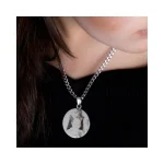 Bedel met foto gravure zilverkleurig mm met ketting
